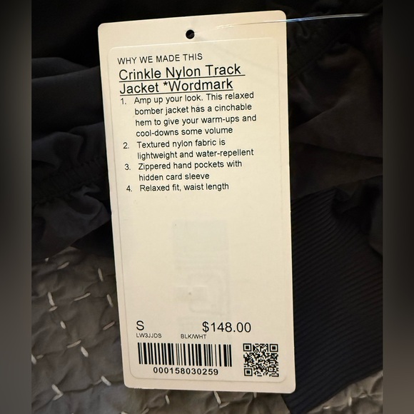 NWT lululemon Crinkle Nylon Track Jacket Wordmark Size S | Water-Repellent - Picture 9 of 12